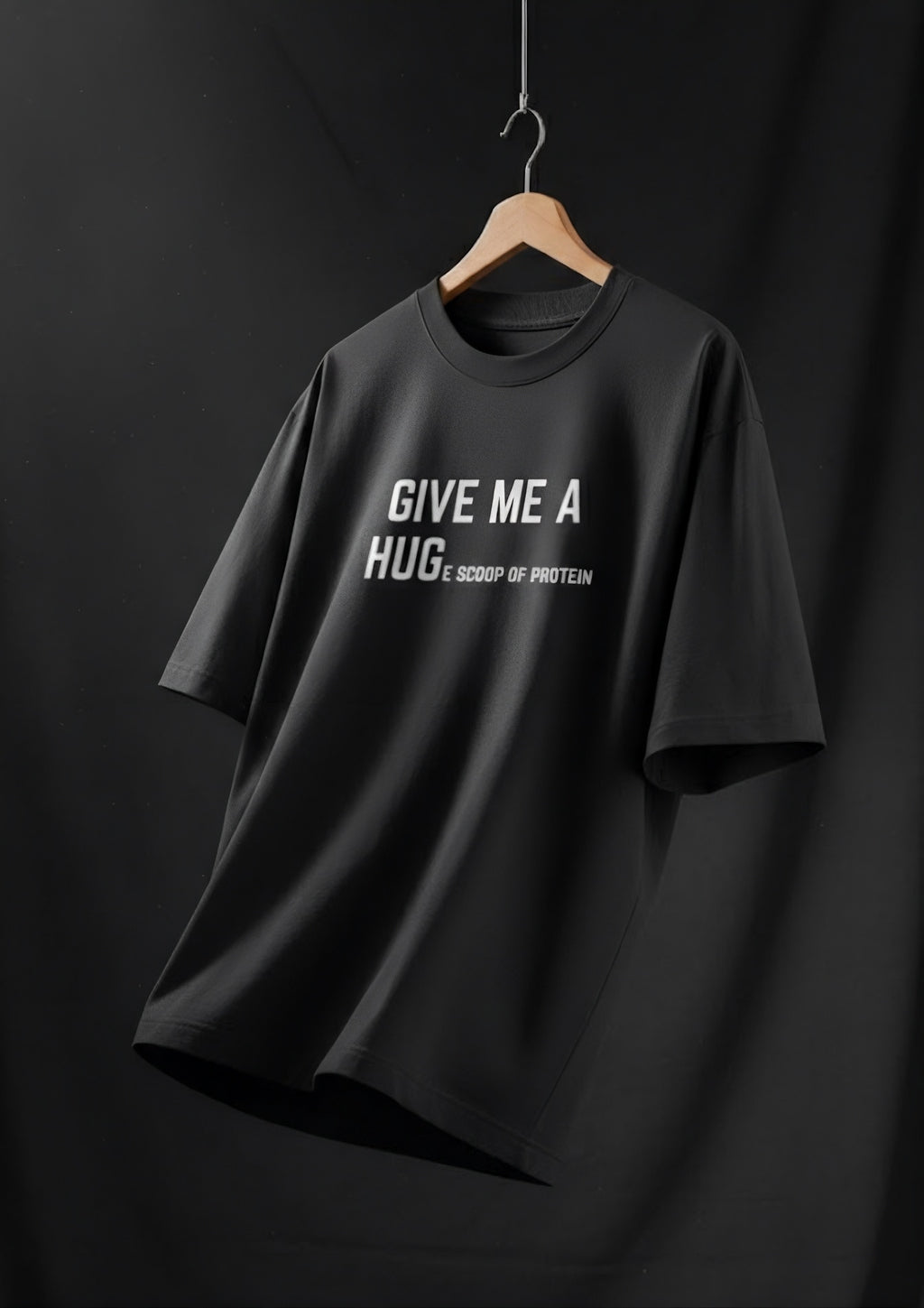 OVERSIZED GYM T-SHIRT | BLACK | ROUND NECK